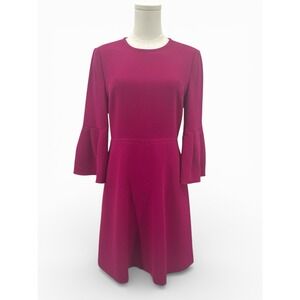 Eliza J Pink Fit & Flare Dress Bell Sleeve Lined Cocktail Party Womens S